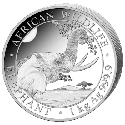 1 kg Silbermünze – African Wildlife Elefant 2023 - Umlaufware
