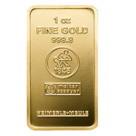 1 Unze Goldbarren geprägt Heimerle & Meule 