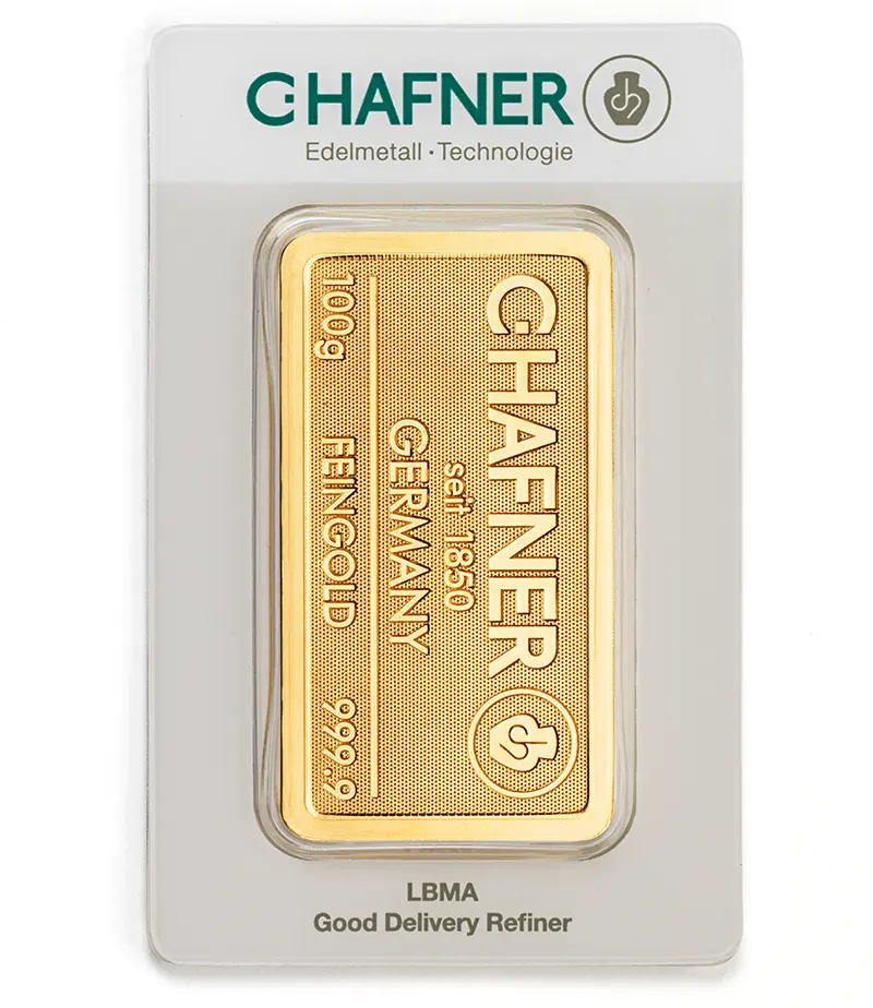 100g Goldbarren C. Hafner geprägt - Umlaufware