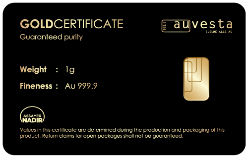1g Goldbarren Goldkarte