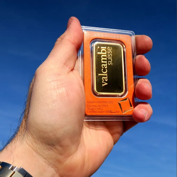 100 g Goldbarren Valcambi – Umlaufware